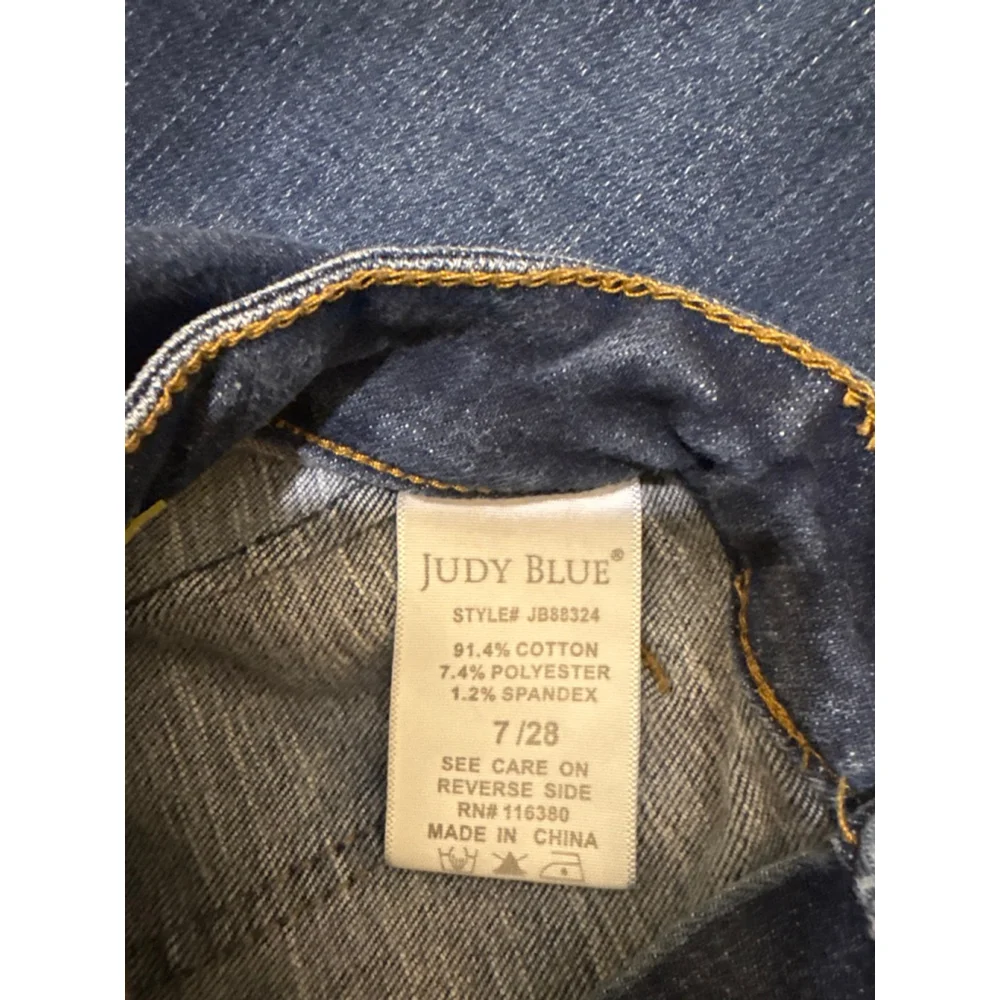 Judy Blue High Rise Distressed Skinny Jeans Button Fly Stretch Denim Size 7/28 - Picture 6 of 9